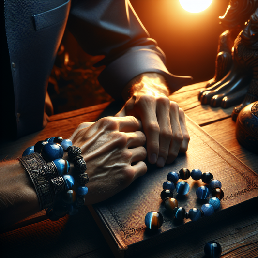 bracelet oeil de tigre bleu homme