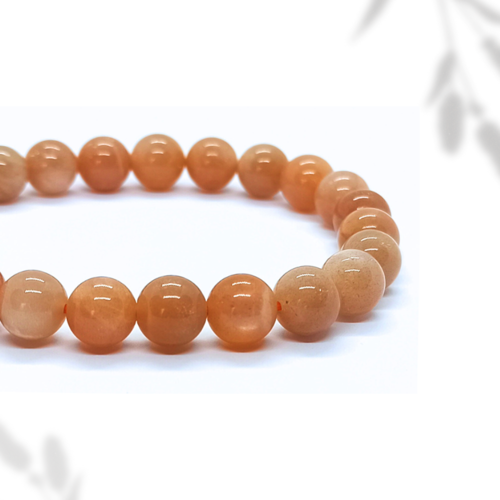 Bracelet Pierre de Lune Rose Boule Qualité A