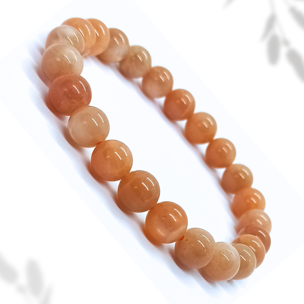 Bracelet Pierre de Lune Rose Boule Qualité A