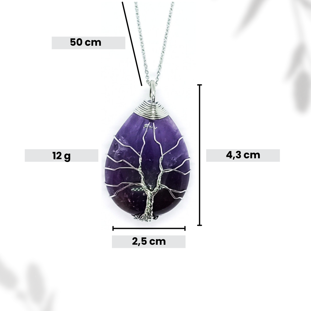 Pendentif arbre de vie goutte Améthyste