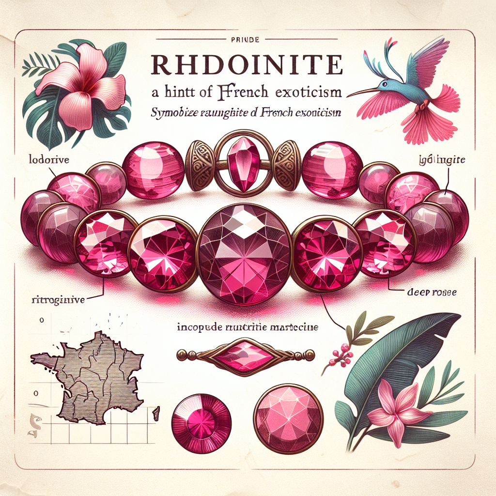 bracelet pierre rose rhodonite en martinique