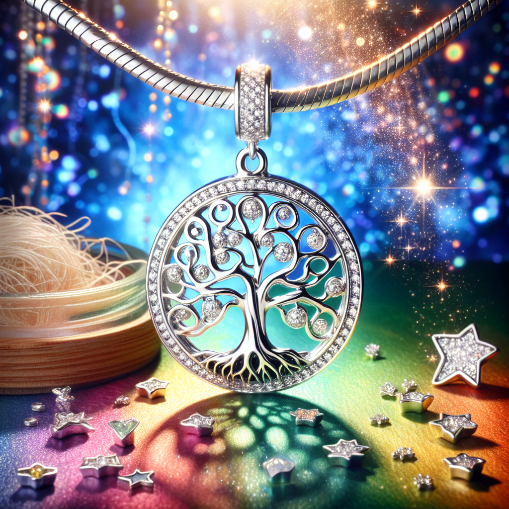 charm pendentif arbre de vie scintillant