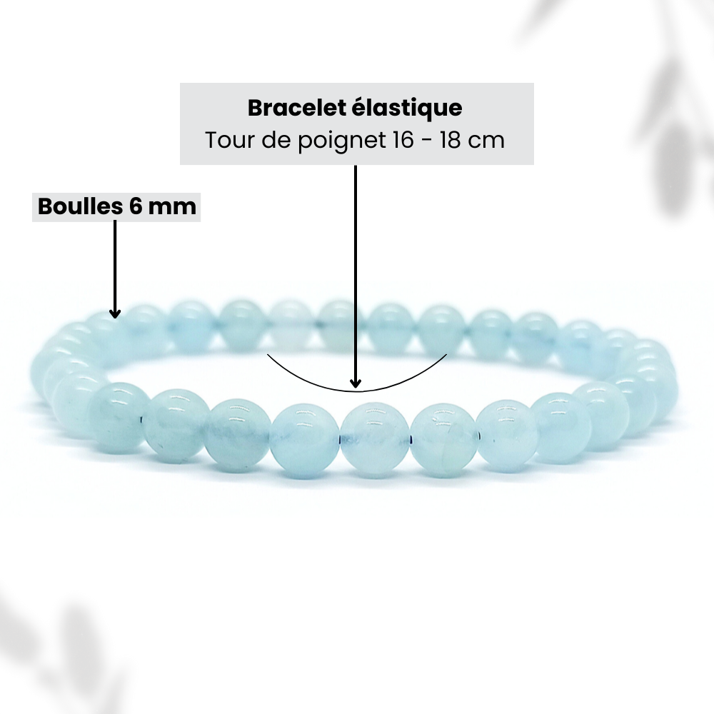 Bracelet Aigue Marine Naturelle Boule Qualité A