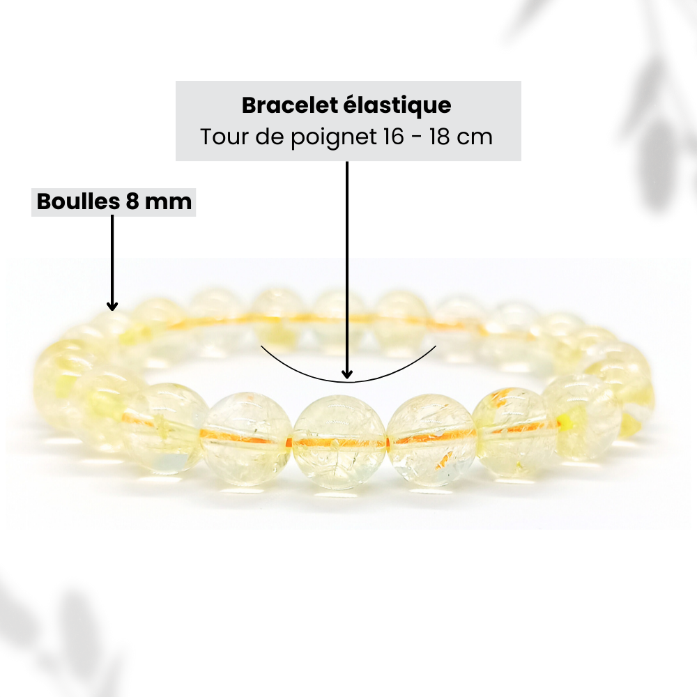 Bracelet Citrine Naturelle Boule Qualité A+