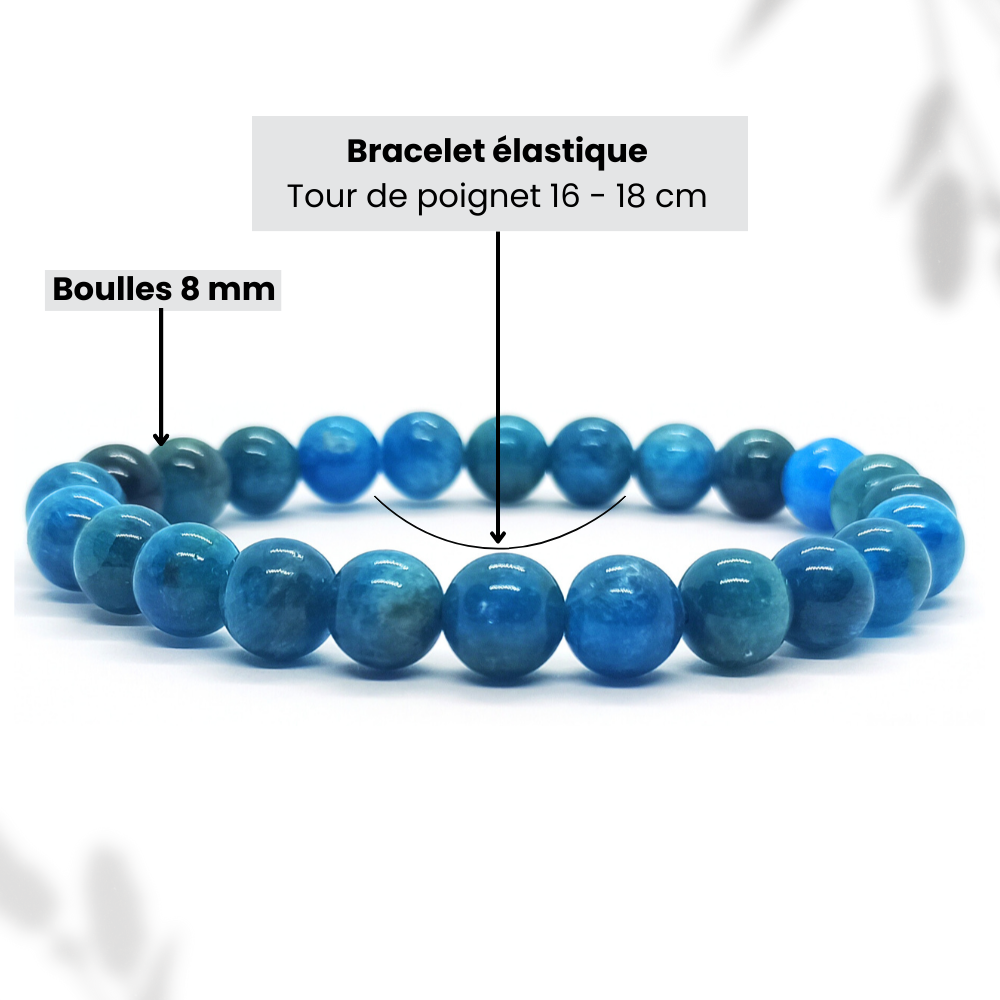 Bracelet Apatite Bleue Boule Qualité A+