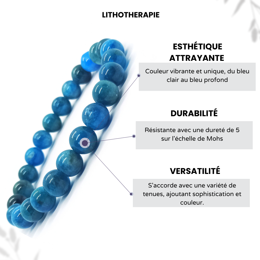 Bracelet Apatite Bleue Boule Qualité A+