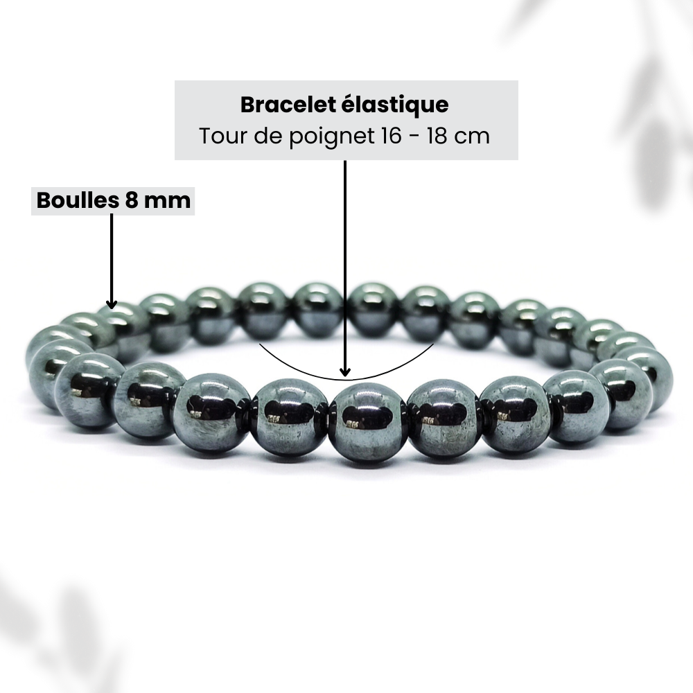 Bracelet Hématite Naturelle Boule Qualité A