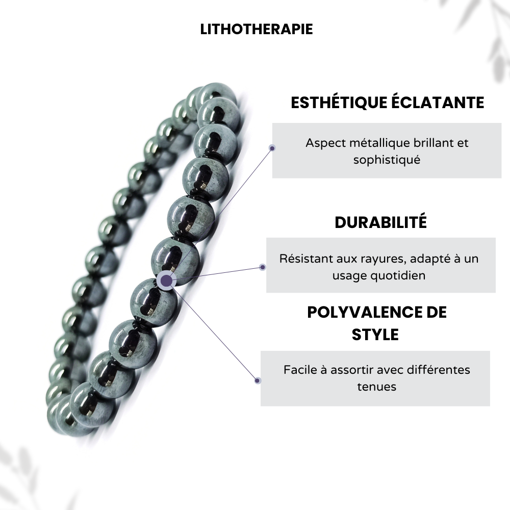 Bracelet Hématite Naturelle Boule Qualité A