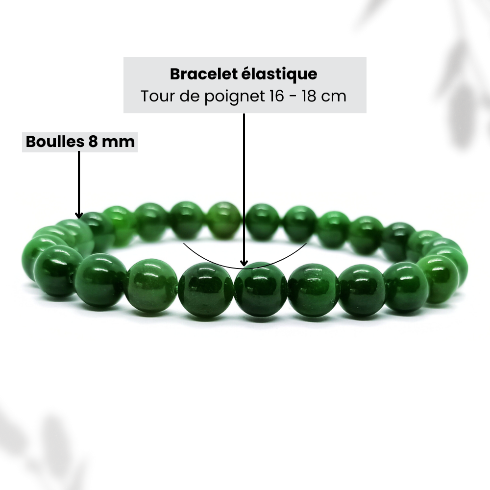 Bracelet Jade Nephrite Naturelle Boule Qualité AA