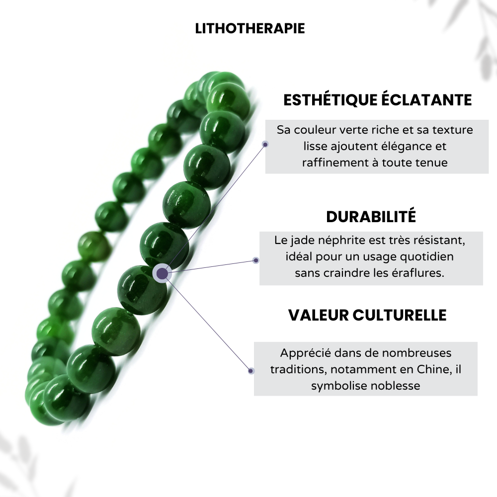 Bracelet Jade Nephrite Naturelle Boule Qualité AA