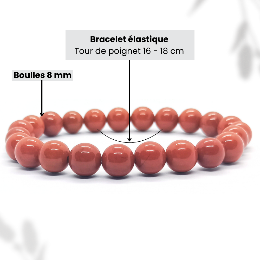 Bracelet Jaspe Rouge Boule Qualité A