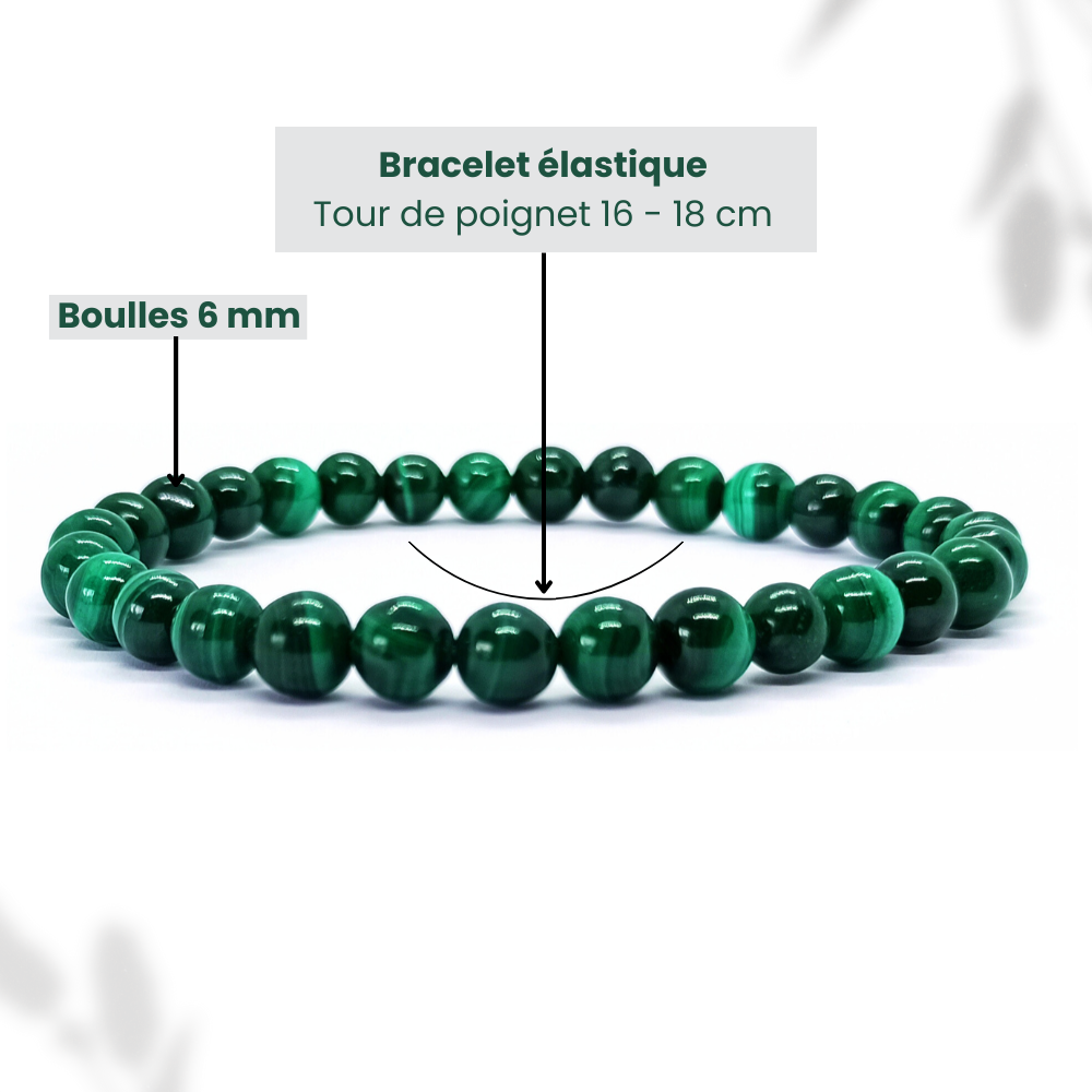 Bracelet Malachite Naturelle Boule Qualité A