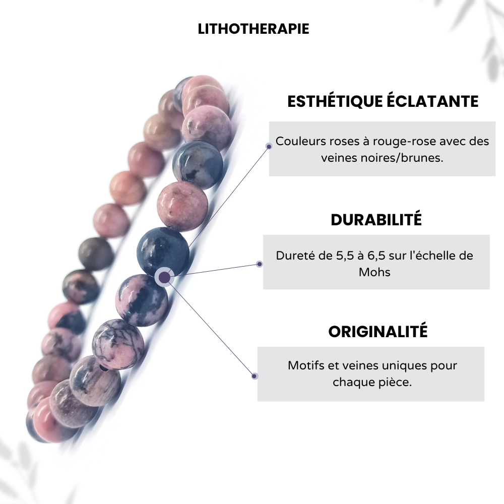 Bracelet rhodonite Boule Qualité A