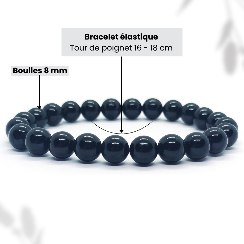 Bracelet Tourmaline Noire Boule Qualité A