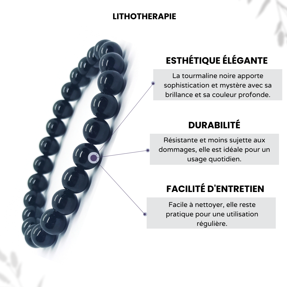 Bracelet Tourmaline Noire Boule Qualité A