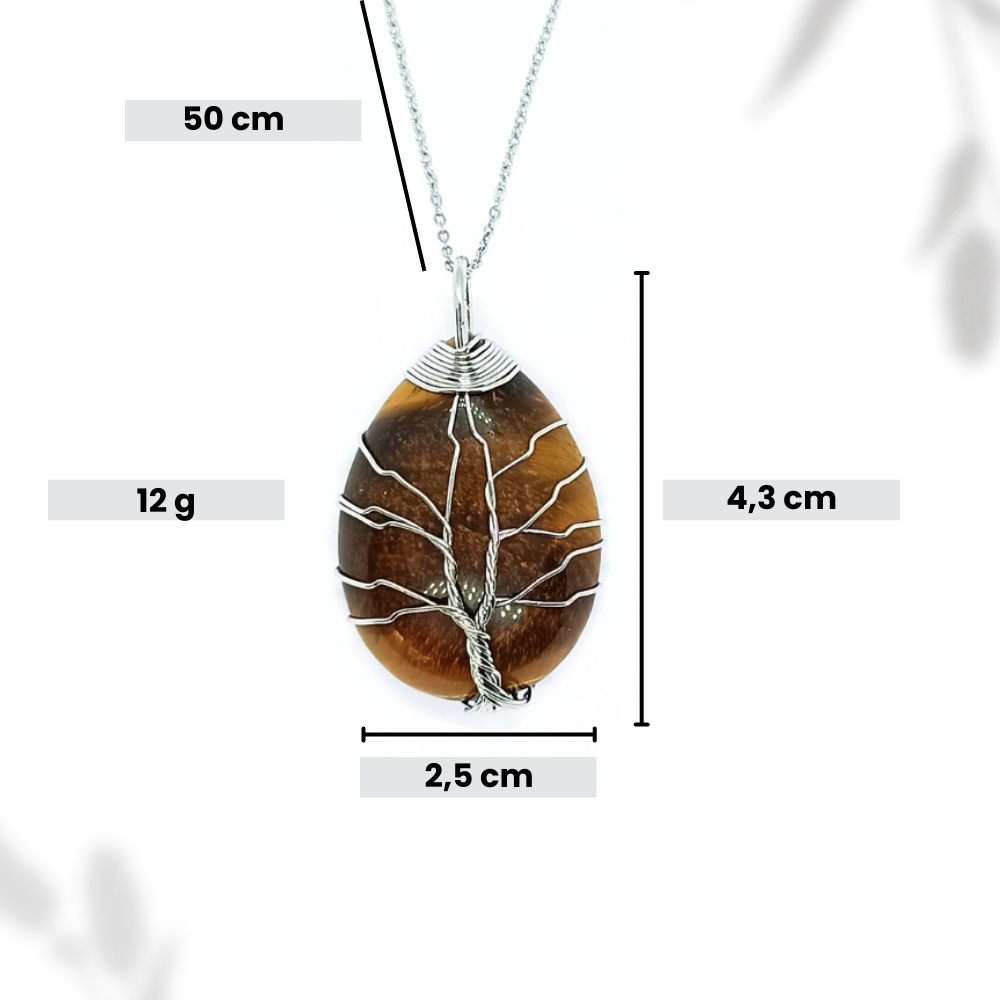 Pendentif arbre de vie goutte Oeil de tigre