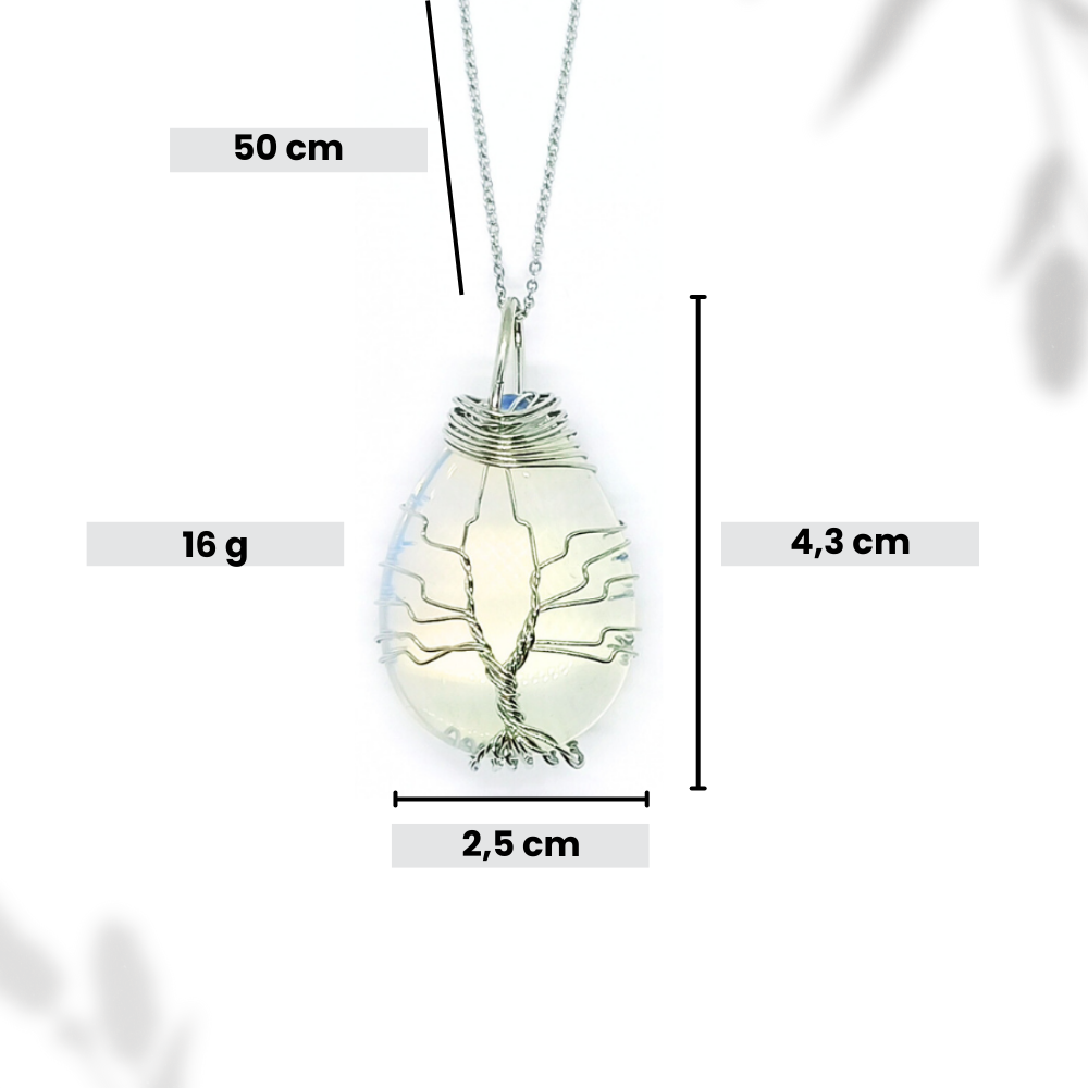 Pendentif arbre de vie goutte Opaline