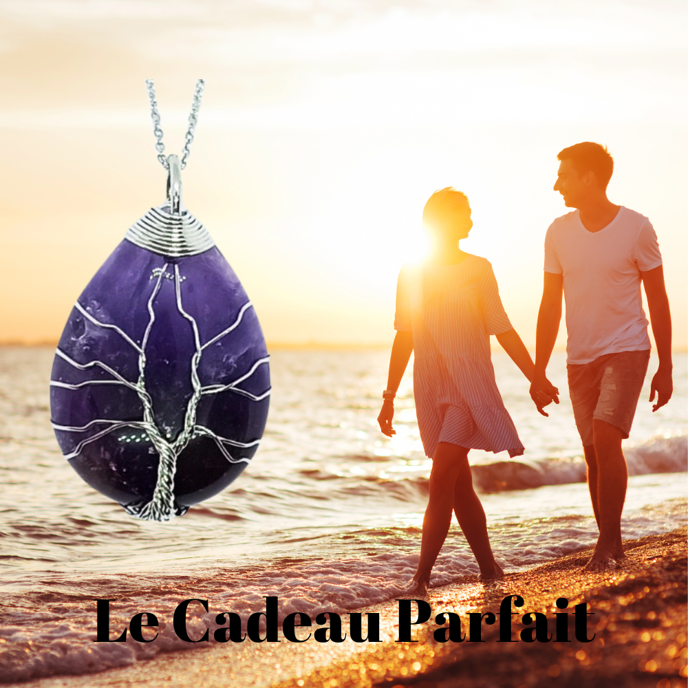 Pendentif arbre de vie goutte Améthyste