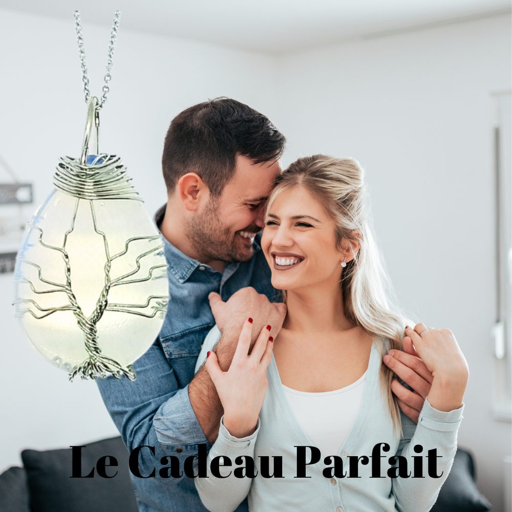 Pendentif arbre de vie goutte Opaline