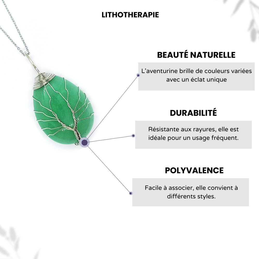 Pendentif arbre de vie goutte Aventurine