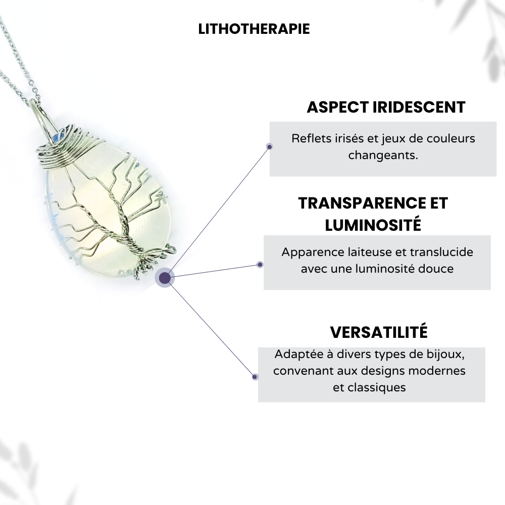 Pendentif arbre de vie goutte Opaline